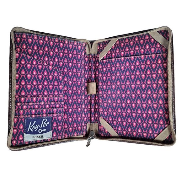FOSSIL Key Per Tablet Book Kindle Cover/Organizer Canvas Floral Zip Closure - Picture 3 of 12